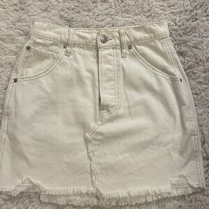 We The Free Sz 25 Cream Distressed Women’s Denim Mini Skirt